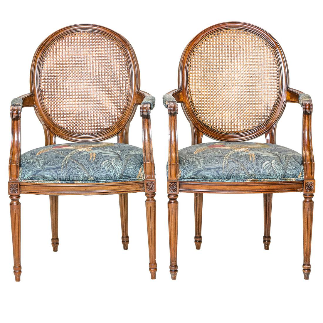 Louis XVI Style Armchairs with Oval Cane Backs (1 of 6)