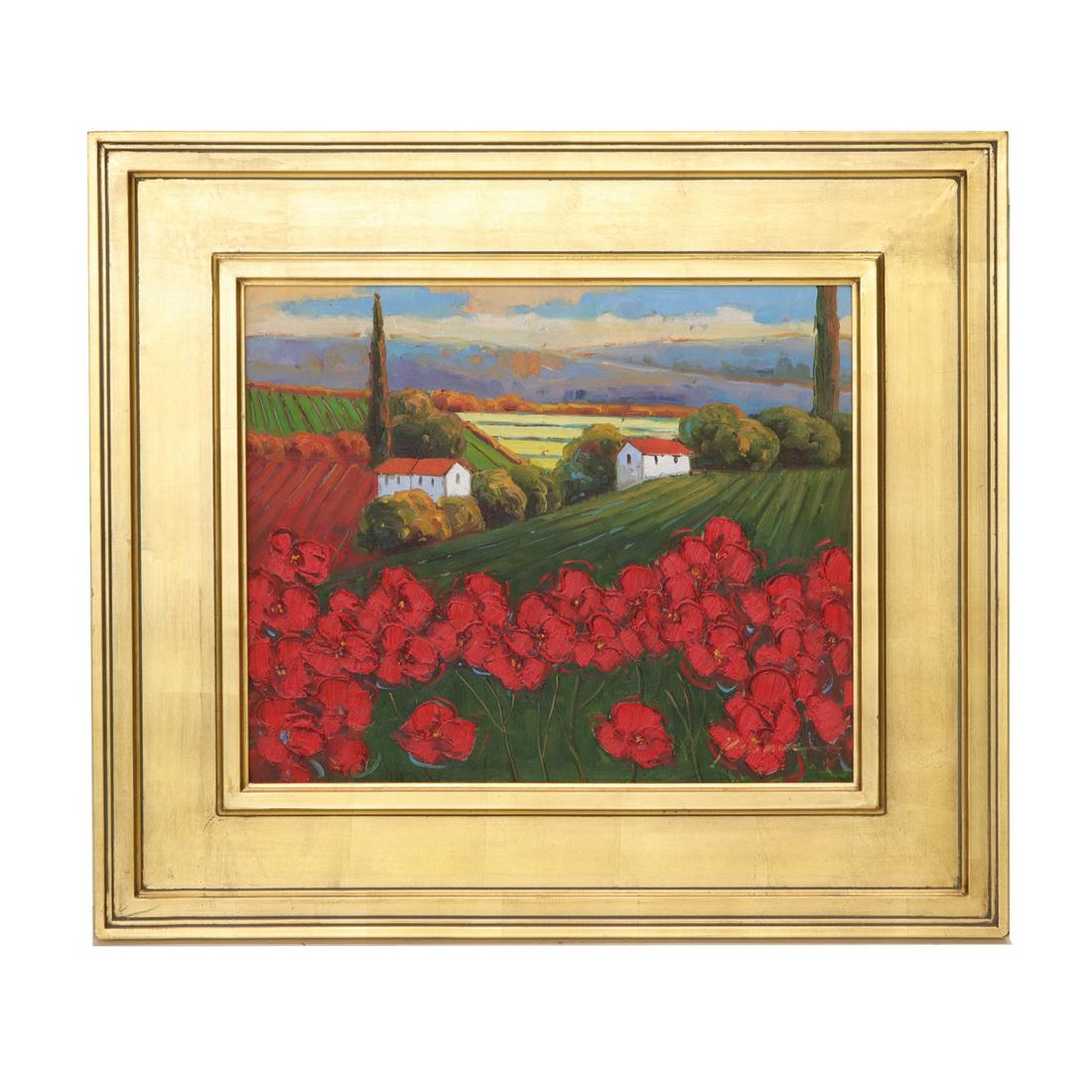 Landscape Painting, Oil on Canvas, Tuscan Scene (1 of 3)