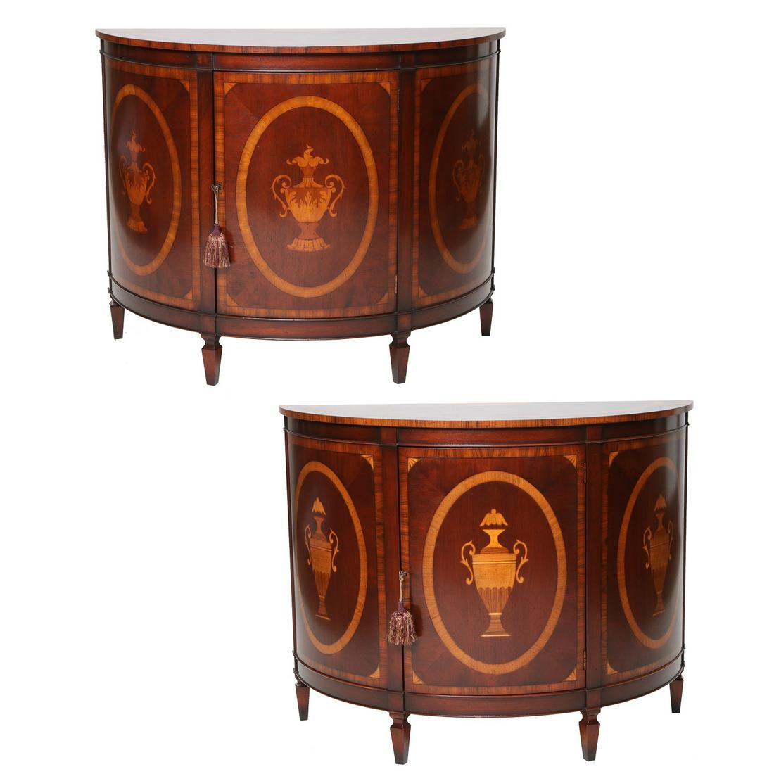 English Bench Made Mahogany Demi Lune Cabinets (1 of 9)