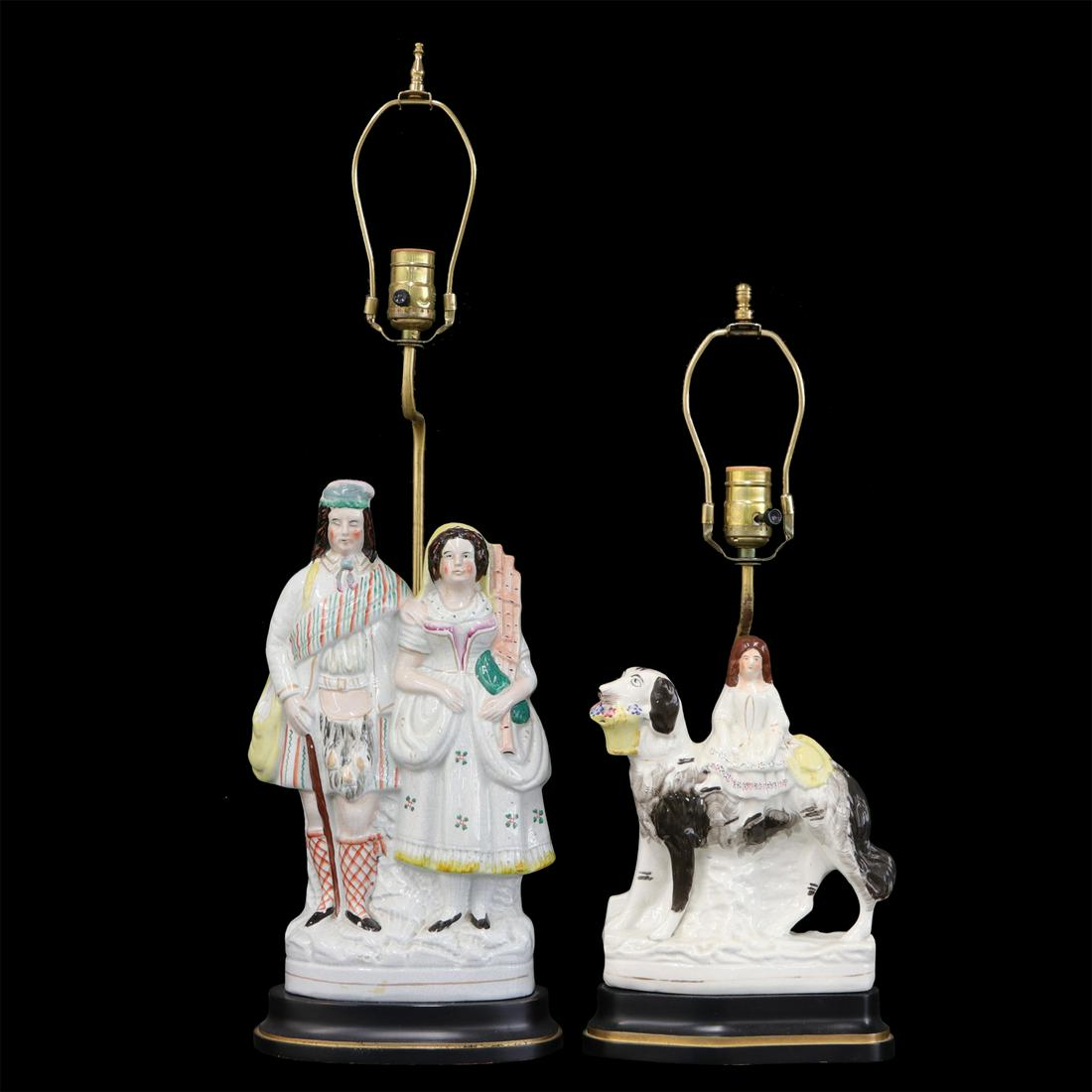 Antique Staffordshire Porcelain Figural Lamps (1 of 4)