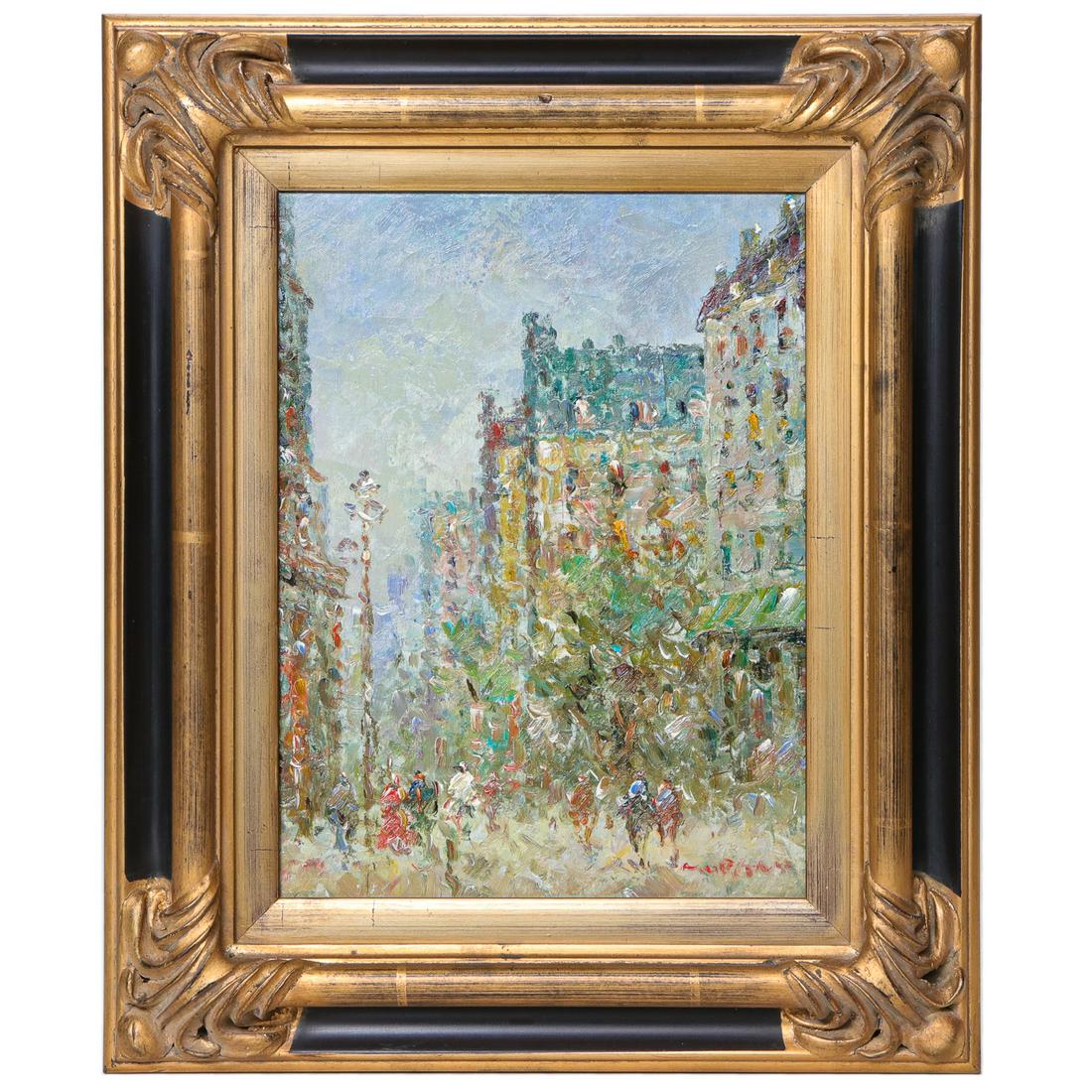 Paris Street Scene Impressionist Painting, Oil on Canvas (1 of 3)