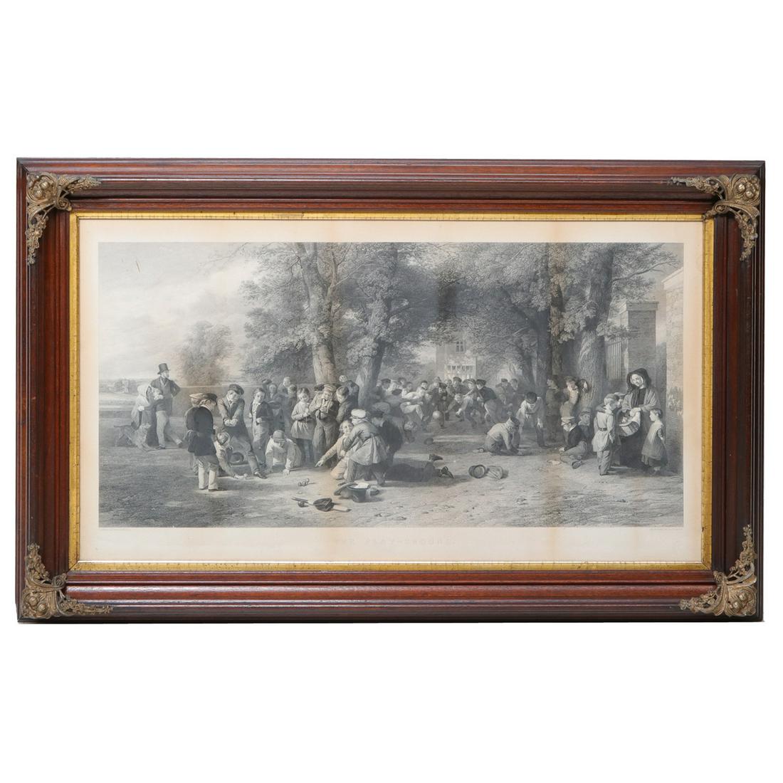 F. Joubert Engraving, 19th C. Lithograph, "The Playground" (1 of 5)
