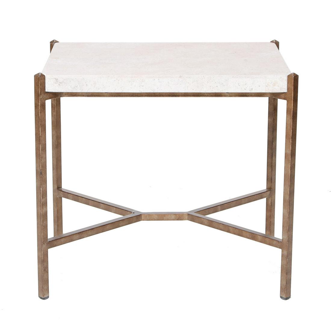 Thomasville Metal and Faux Stone Side Table (1 of 4)