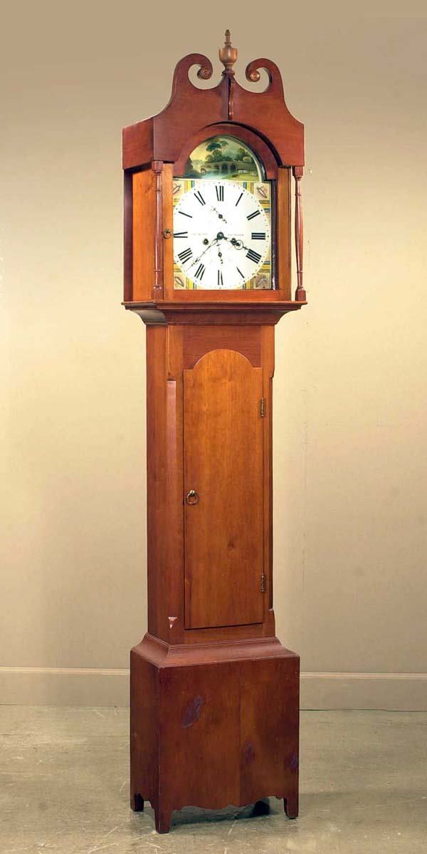 357 Cherry grandfather clock with broken arch pediment