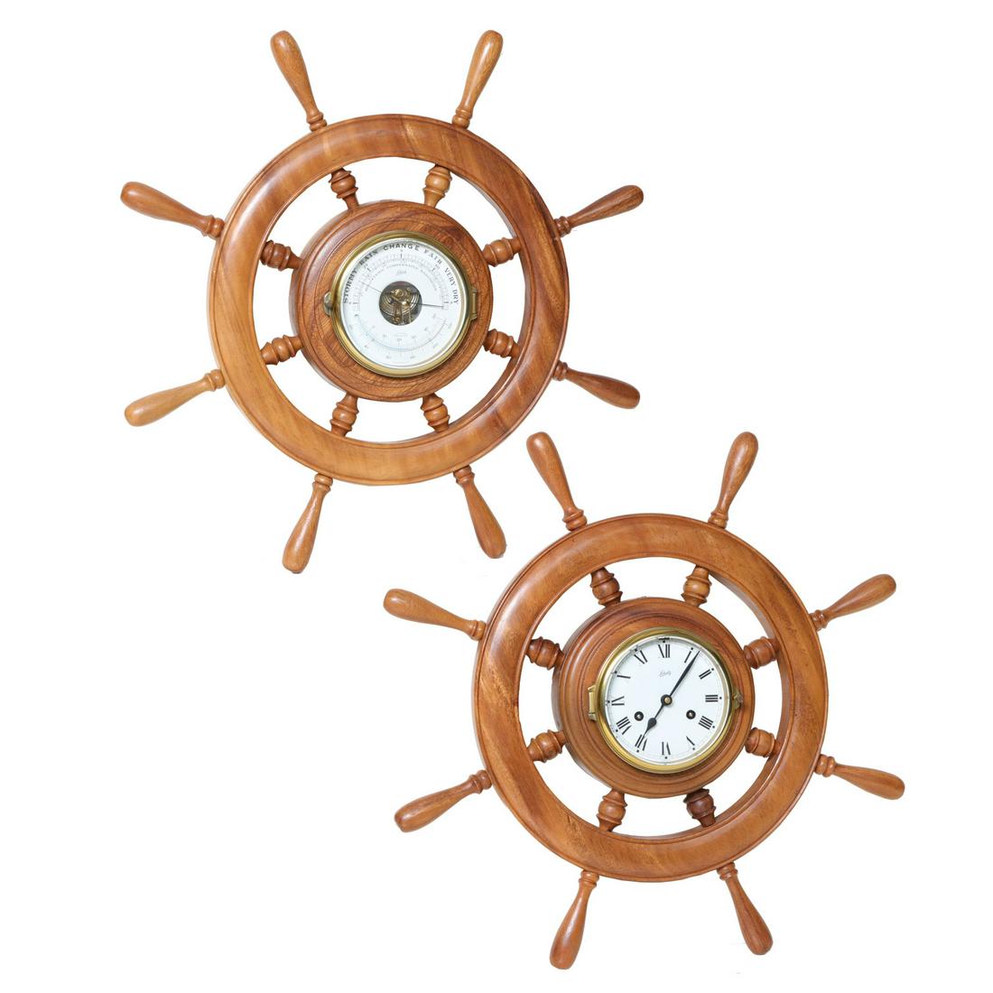 Vintage German Schatz Walnut Ships Wheels, Two Total (1 of 5)