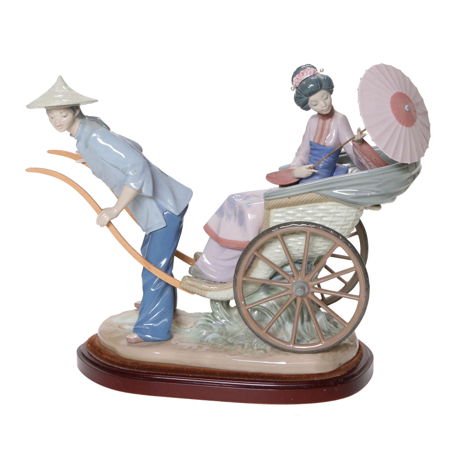 Lladro "Rickshaw Ride - #1383" Porcelain Figurine of a Man Pulling a Rickshaw (1 of 7)