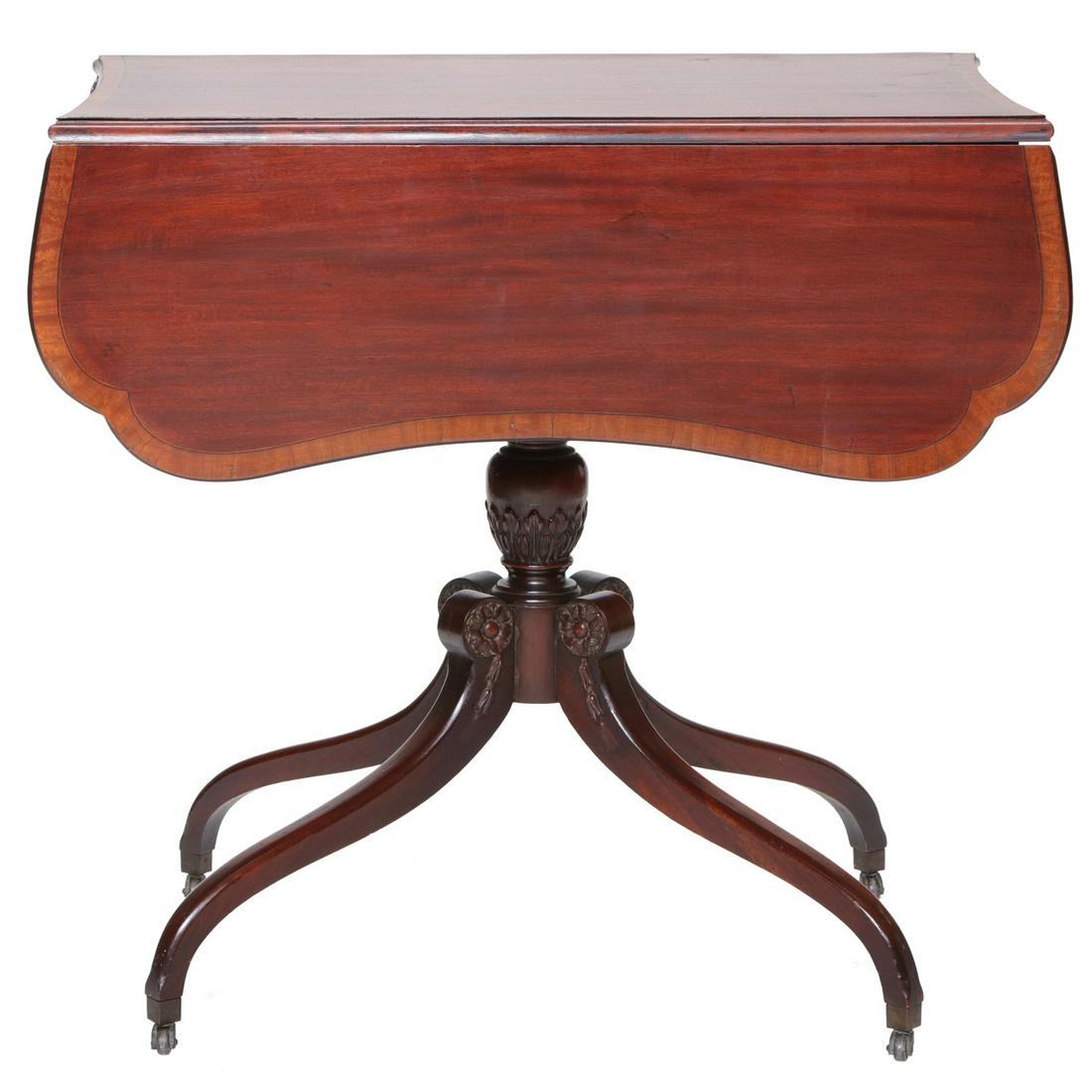 Mahogany Pembroke Table with Shaped Drop Leaves (1 of 6)
