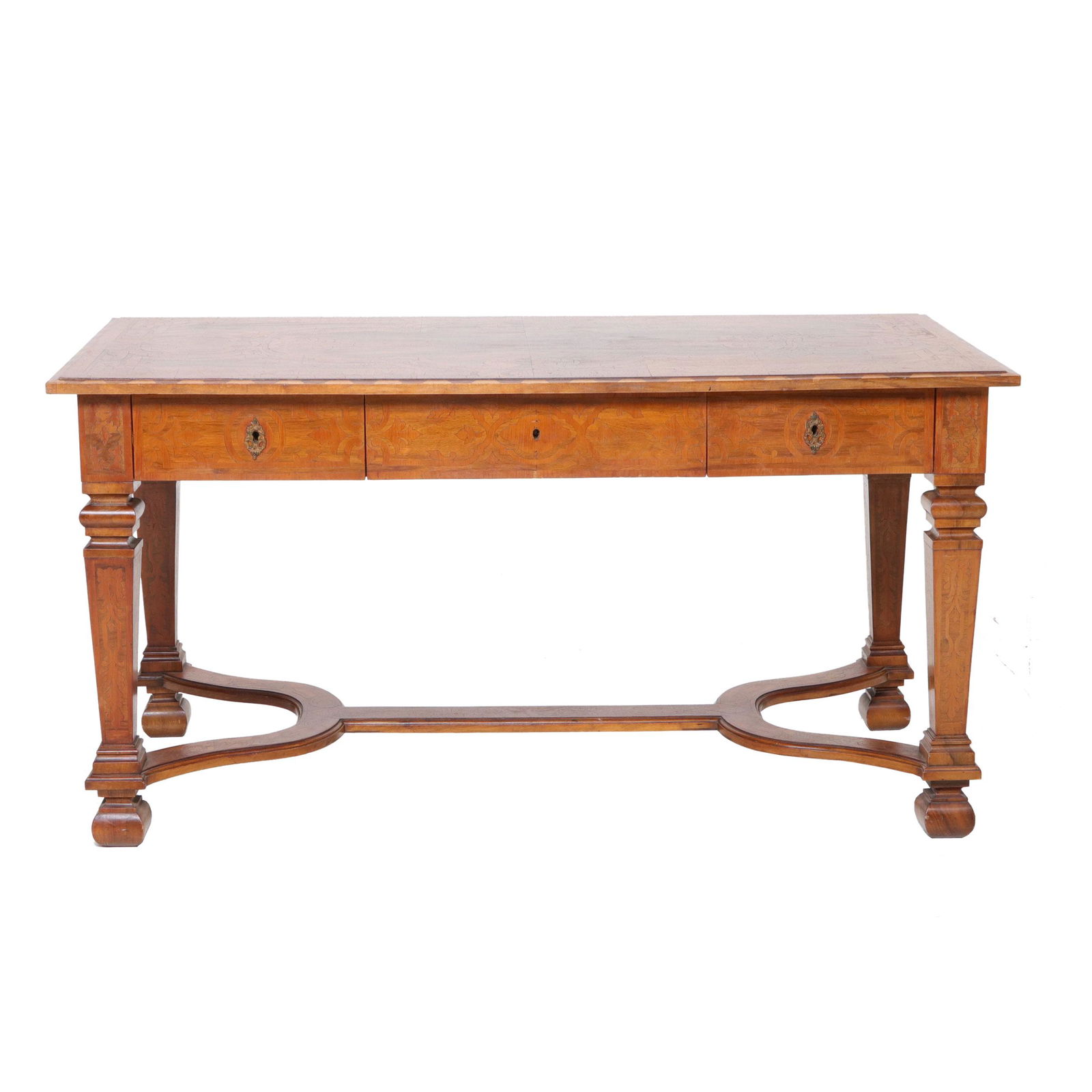 19th C. Italian Walnut Writing Table Having Heavily Inlaid Top (1 of 7)