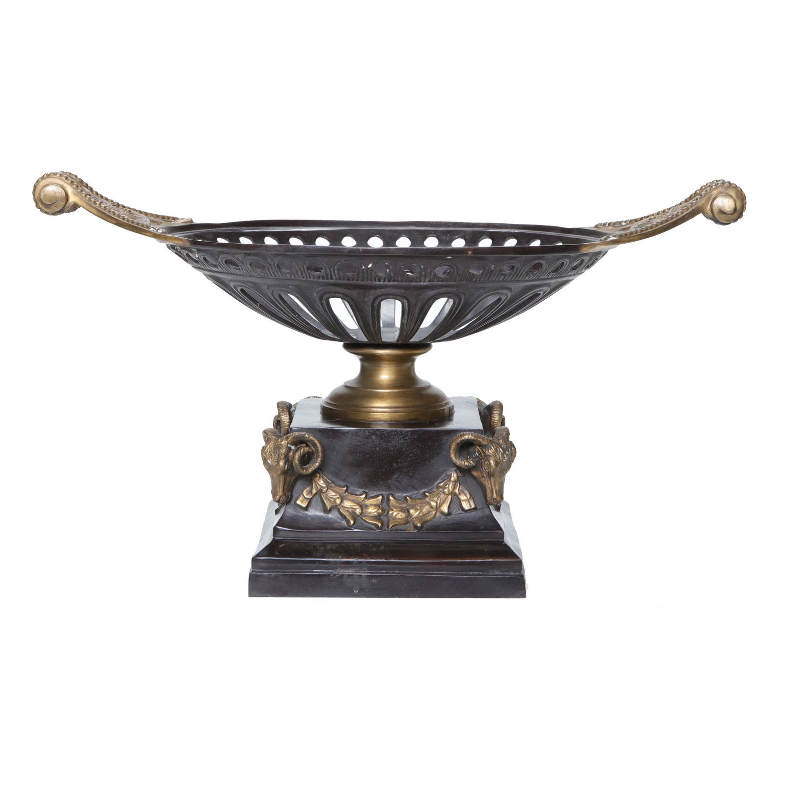 Maitland-Smith Bronze Centerpiece with Pierced Oval Bowl (1 of 4)