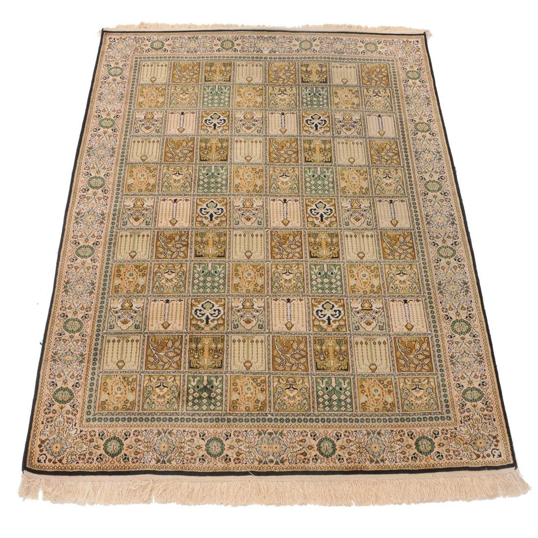 Silk Garden Scene Tabriz Rug, 4'1" x 5'8" (1 of 3)