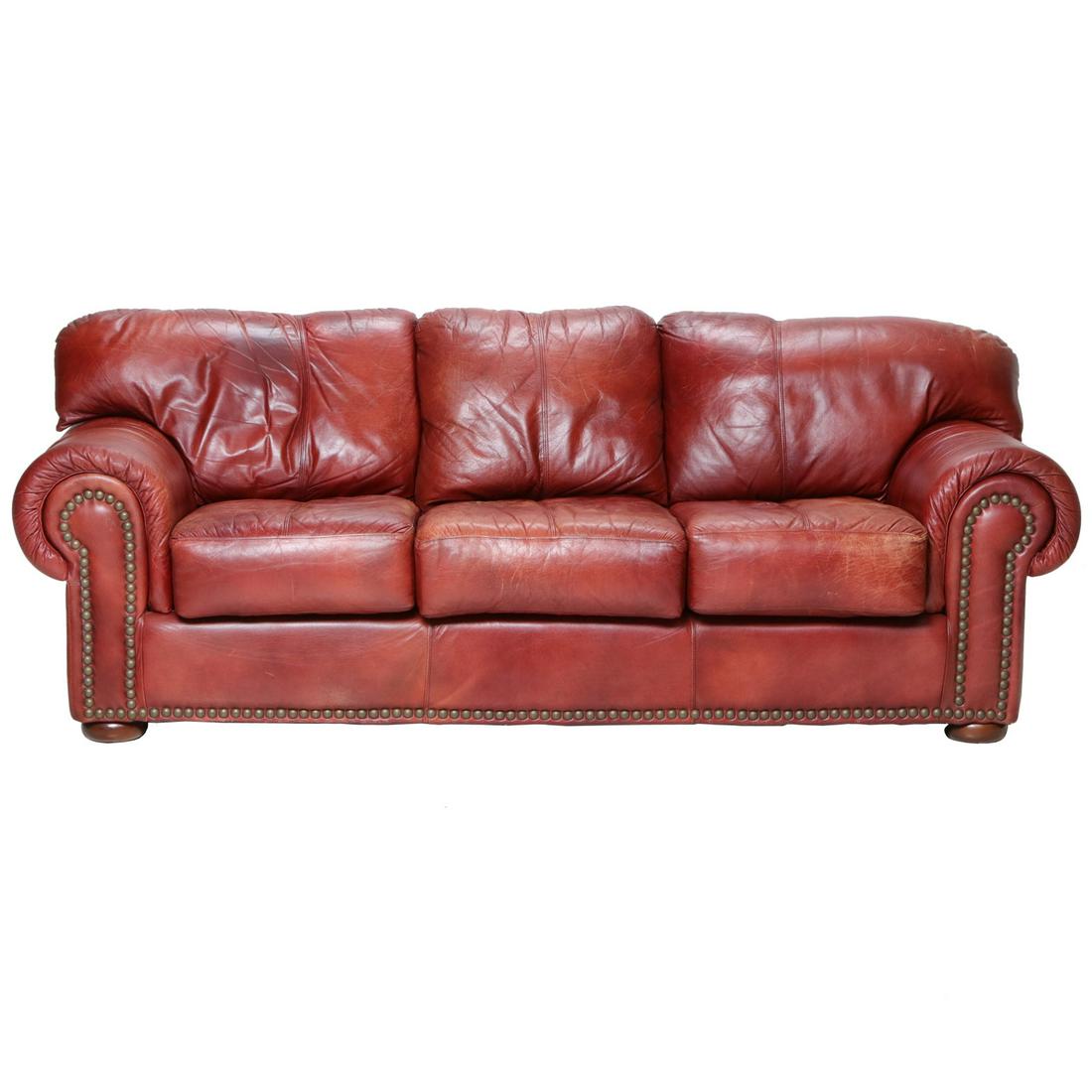 Robinson and Robinson Leather Sofa with Roll Over Arms (1 of 5)