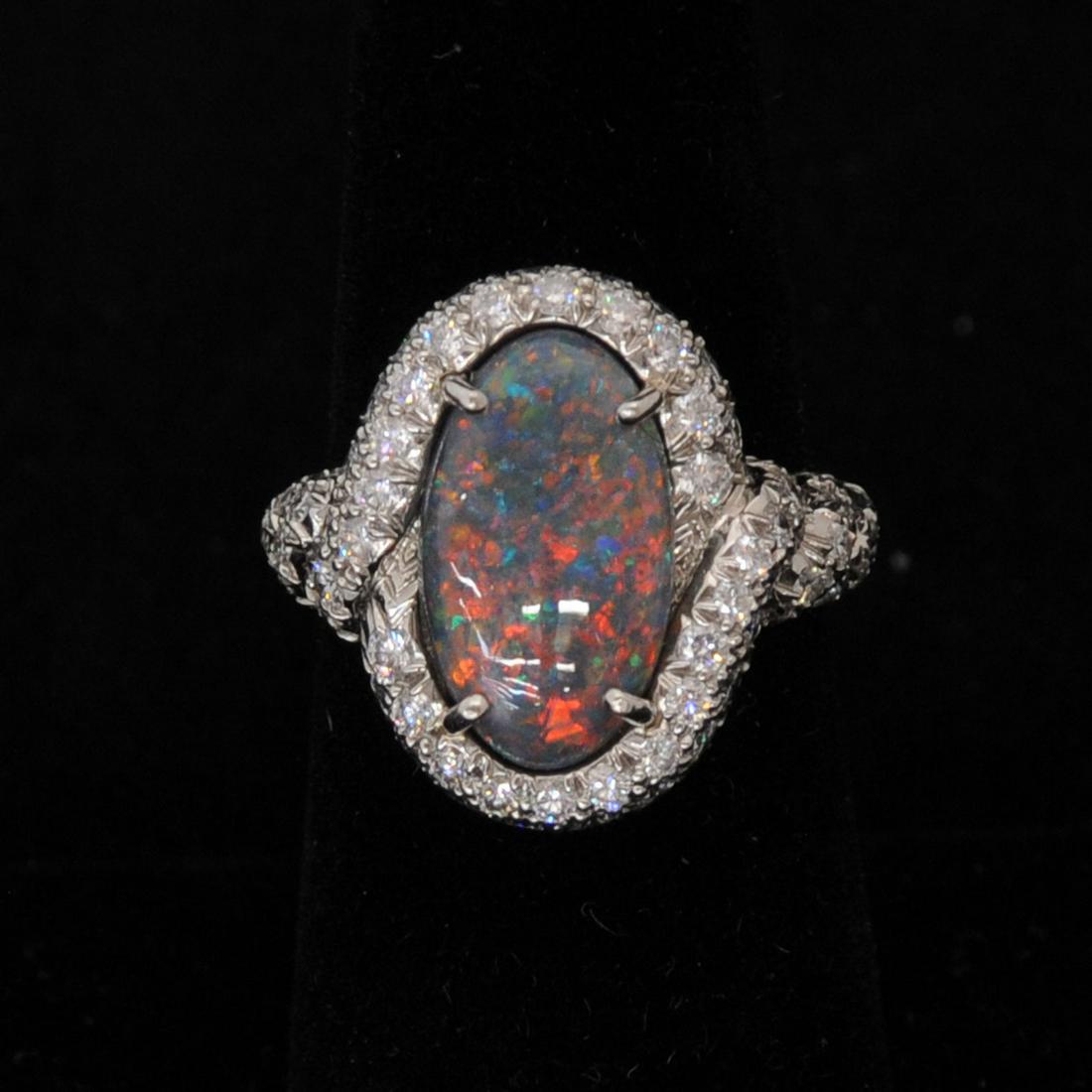 Suna Brothers Platinum Ring, Size 6.5, Black Opal (1 of 5)