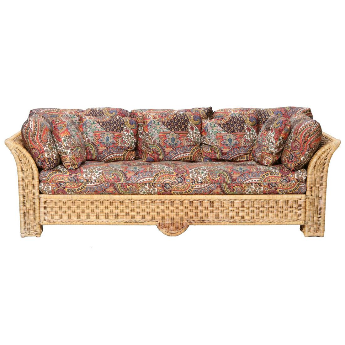 Vintage Wicker Sofa of High Quality with Flared Ends (1 of 5)