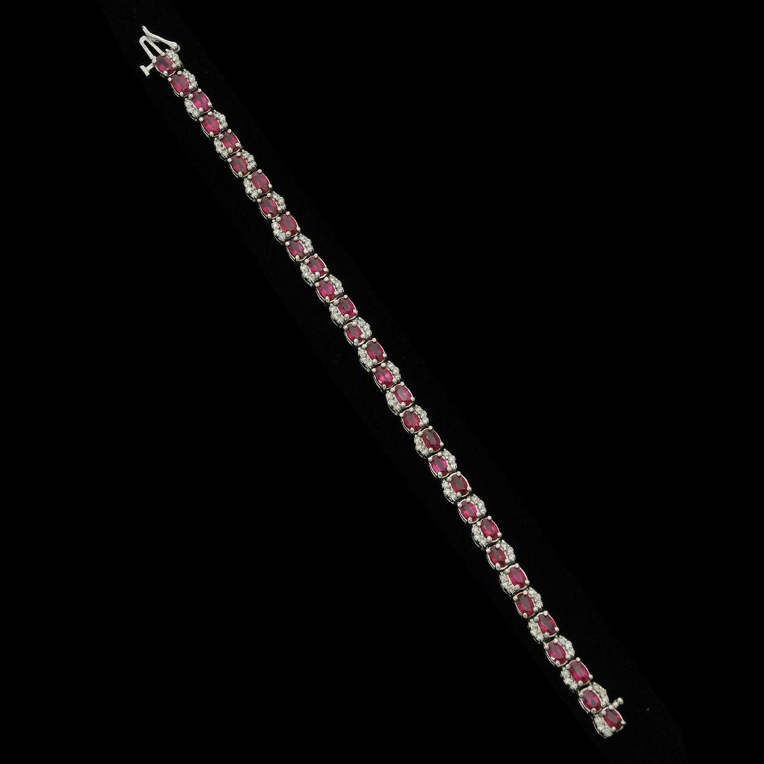 Ruby and Diamond Bracelet, 7" 18K White Gold (1 of 4)