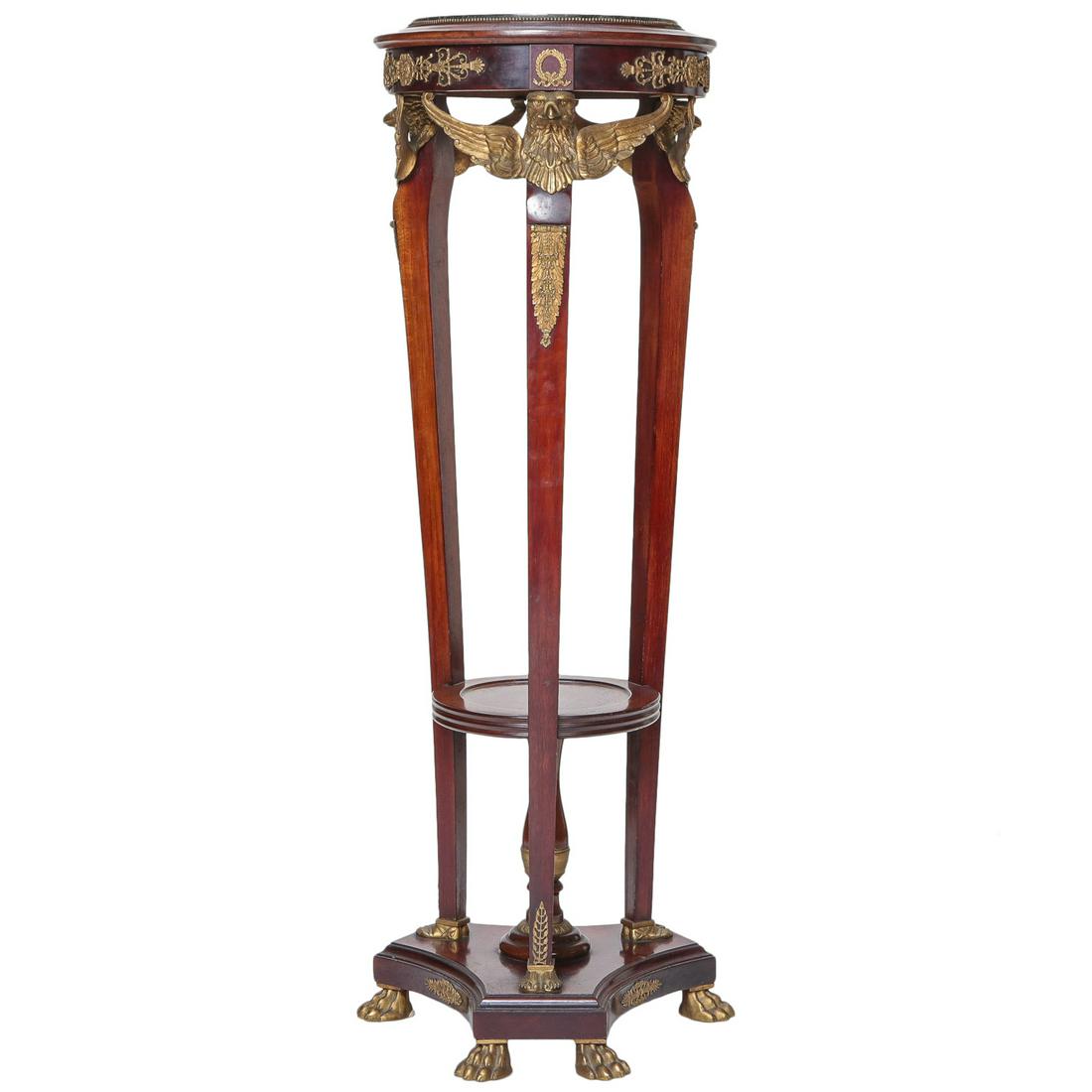 19th C. French Empire Mahogany Pedestal with Inset Circular Marble Top (1 of 7)