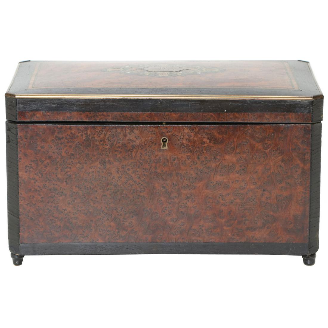 19th C. Burl Elm and Ebony Cigar Box (1 of 6)