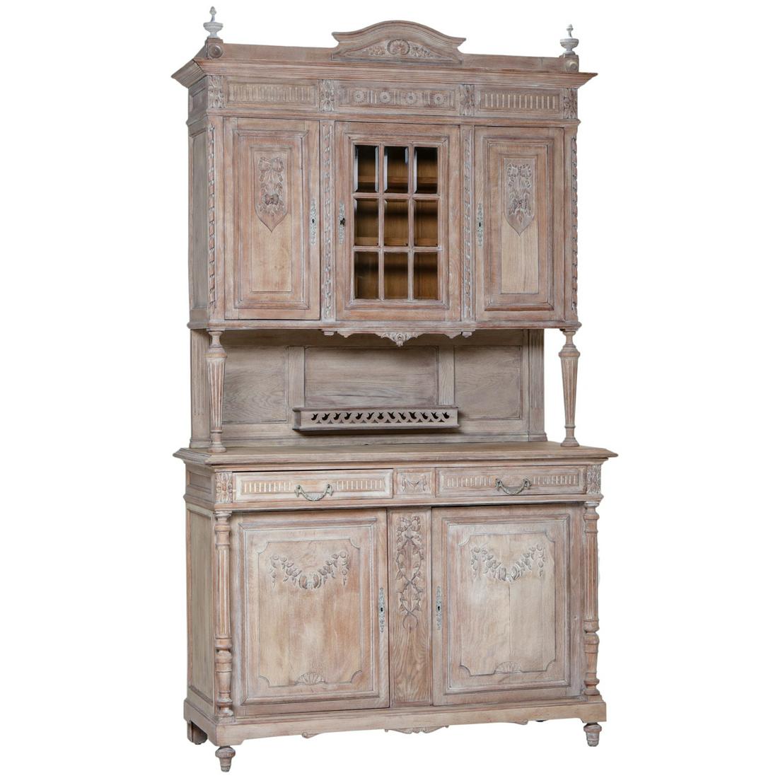 19th C. Pickled Oak Cabinet, Louis XVI Style (1 of 7)
