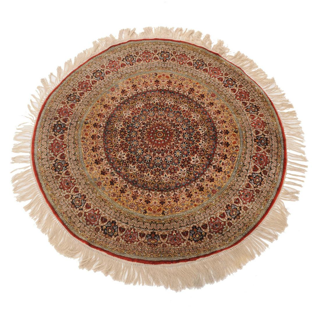 Silk Kashan Round Rug, 4'2" Diameter (1 of 2)