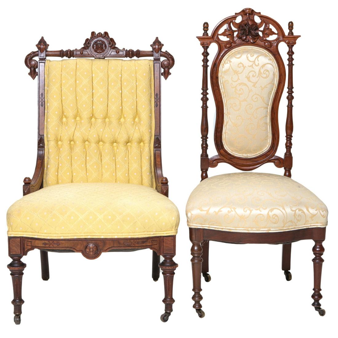 Two Antique Carved Walnut Side Chairs (1 of 6)