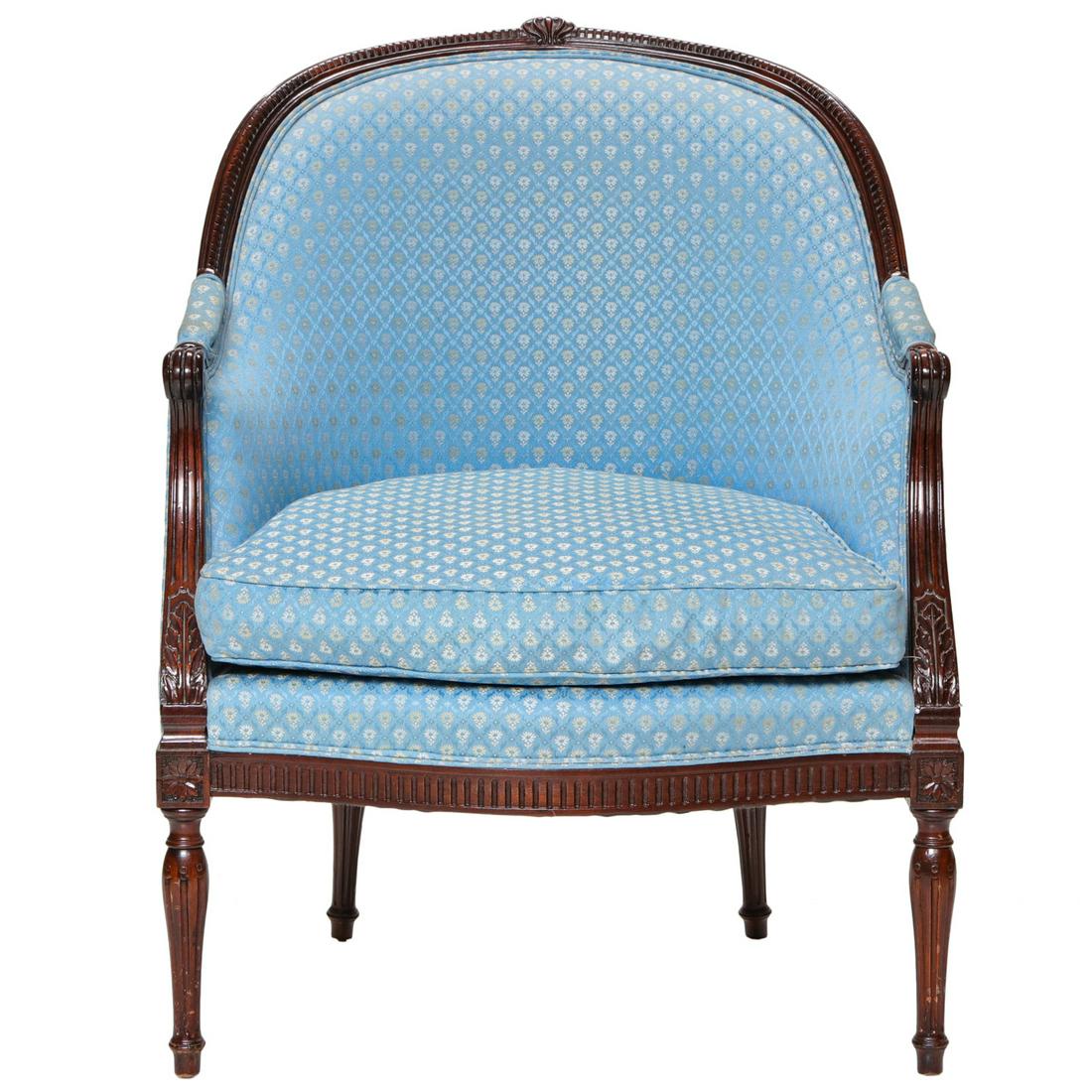 Vintage Mahogany Upholstered Barrel Back Chair (1 of 5)