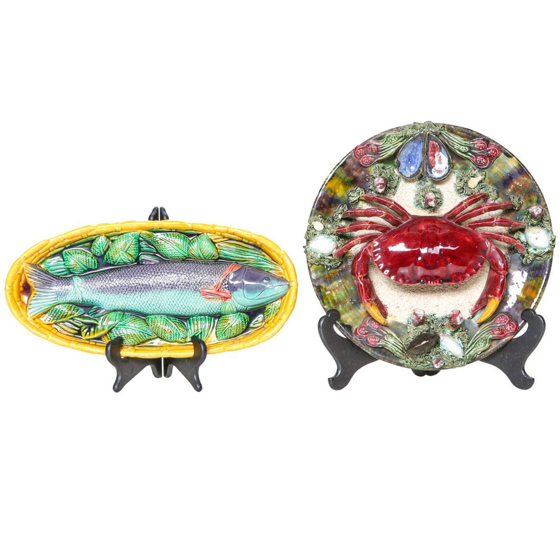 Majolica Porcelain Platters, Two Pieces (1 of 6)