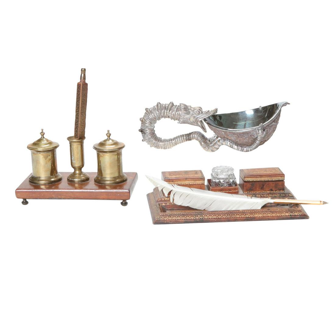 Silver Sea Serpent Bowl and Two Desk Sets (1 of 5)