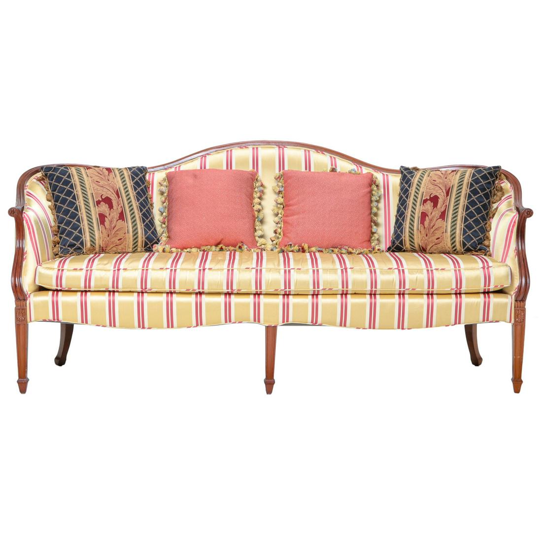 Walnut Camel Back Sofa Having Curved Ends (1 of 5)