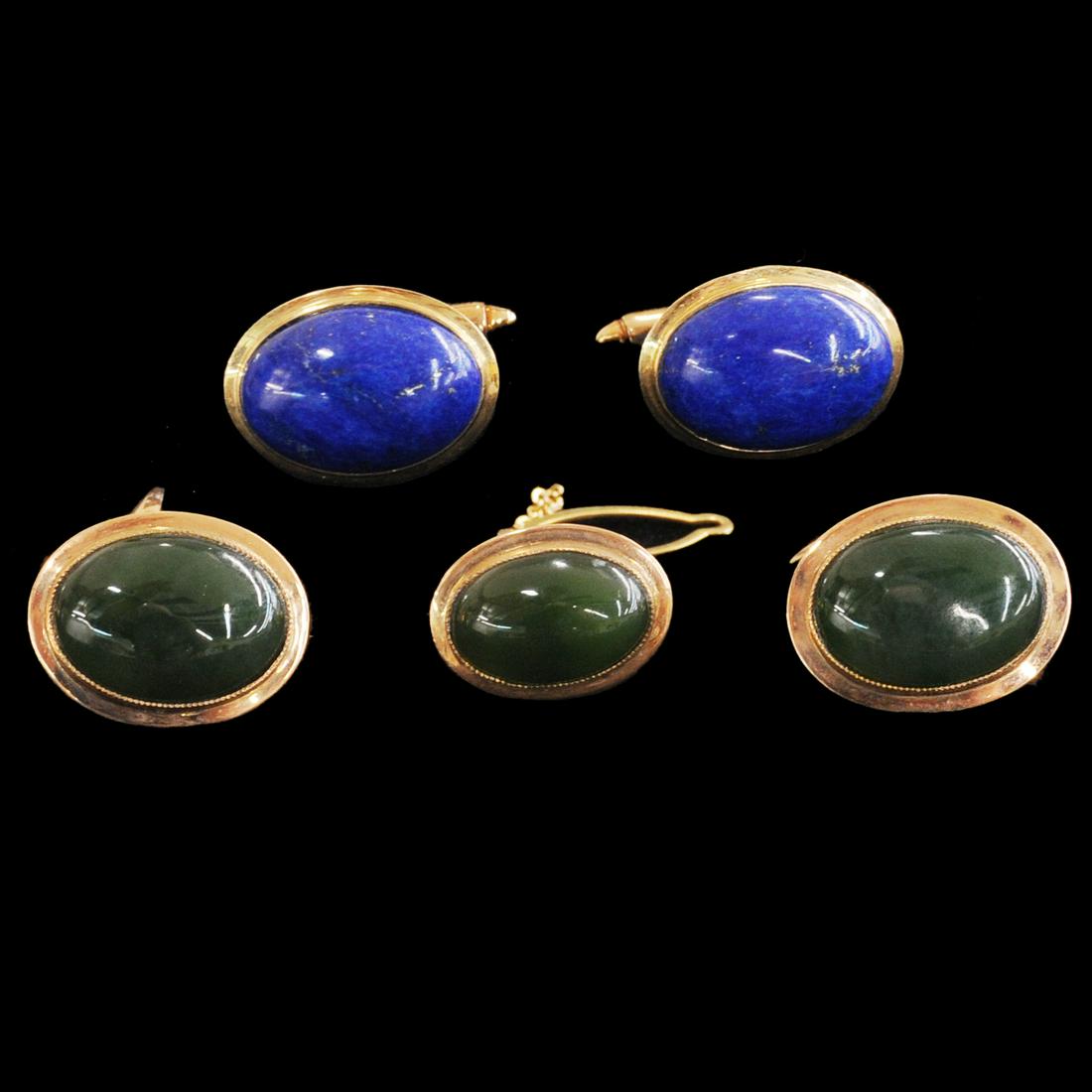 14K Yellow Gold Cuff Links and Tie Pin (1 of 2)