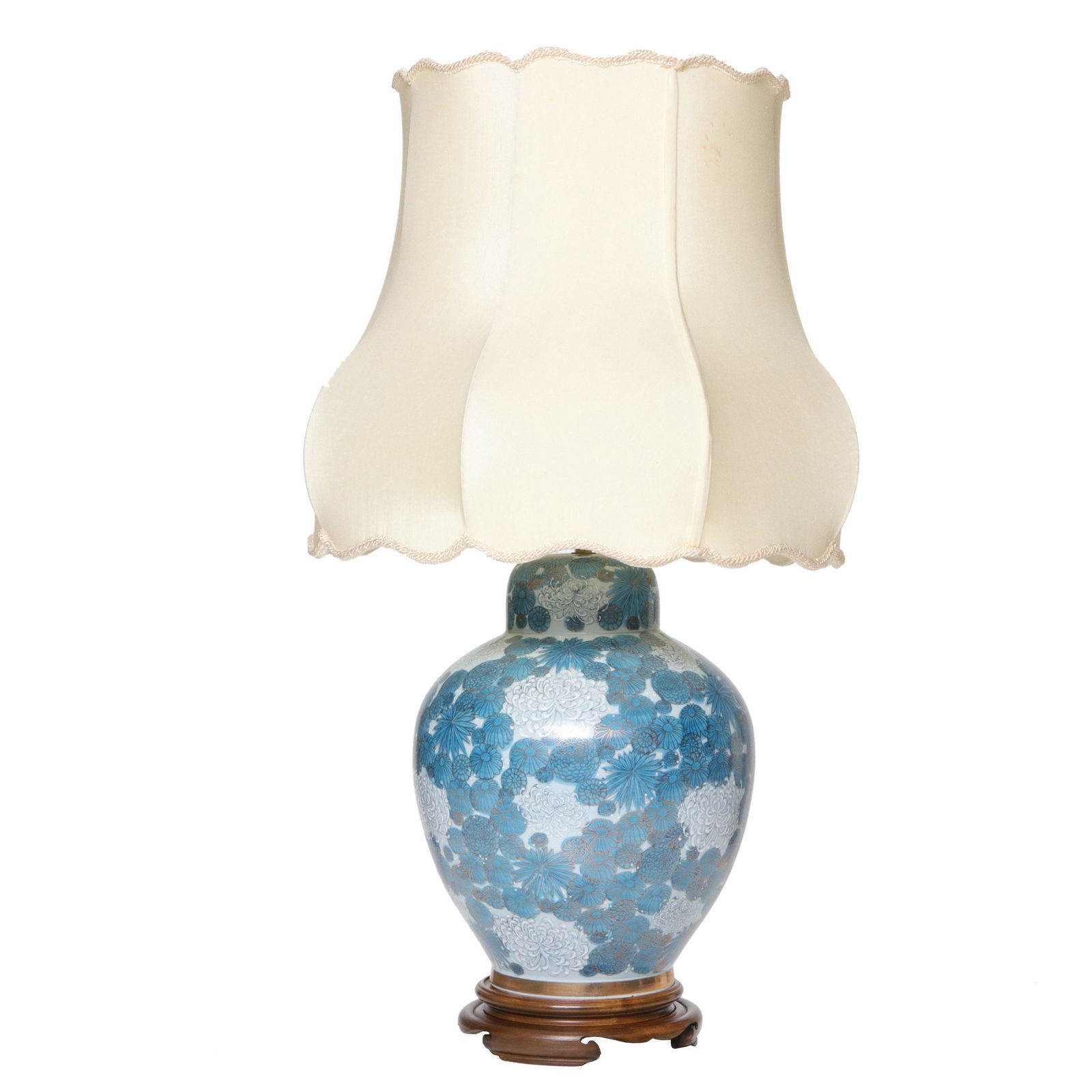 Oriental Ginger Jar Porcelain Lamp with Floral Decorations (1 of 2)