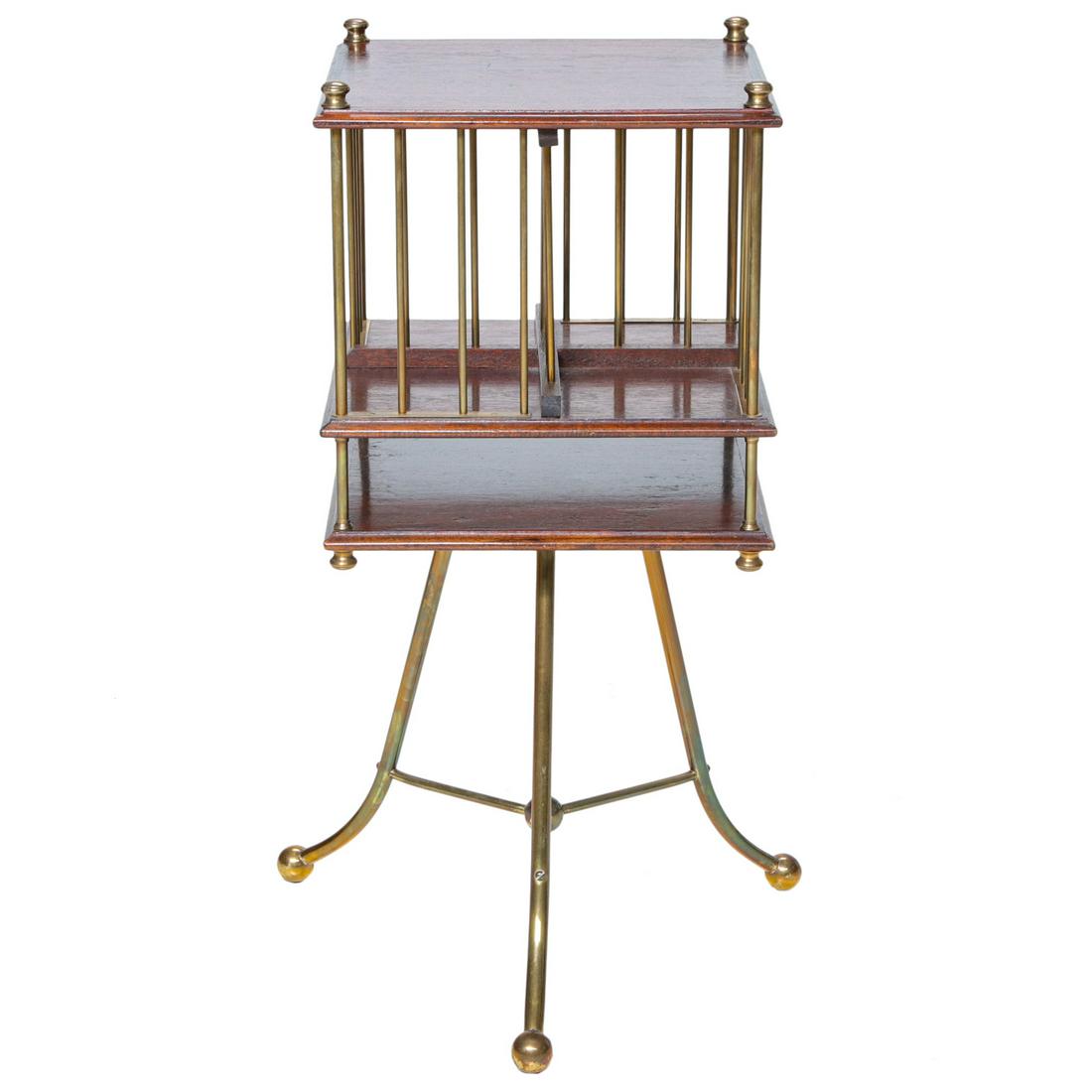 Vintage Mahogany and Brass Revolving Bookstand (1 of 3)
