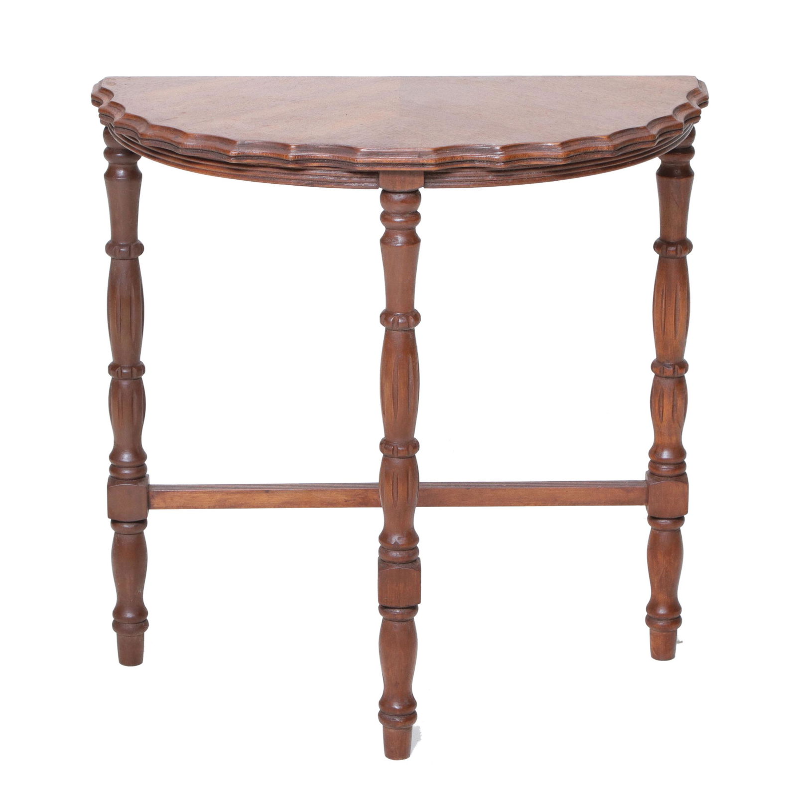 Walnut Demi Lune Side Table with Scalloped Top (1 of 4)