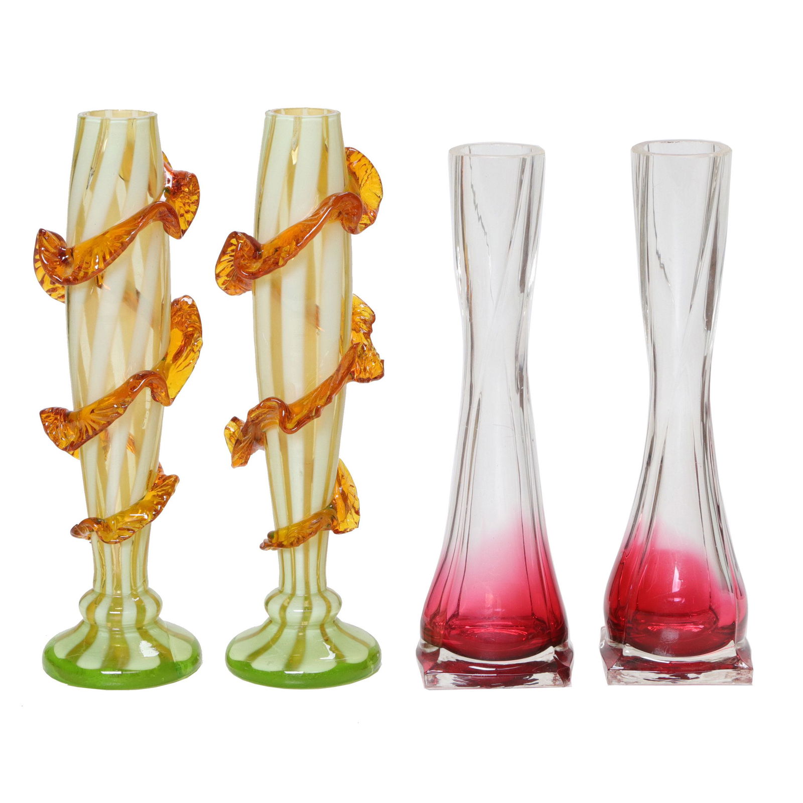 Glass Bud Vases, Two Pairs (1 of 5)