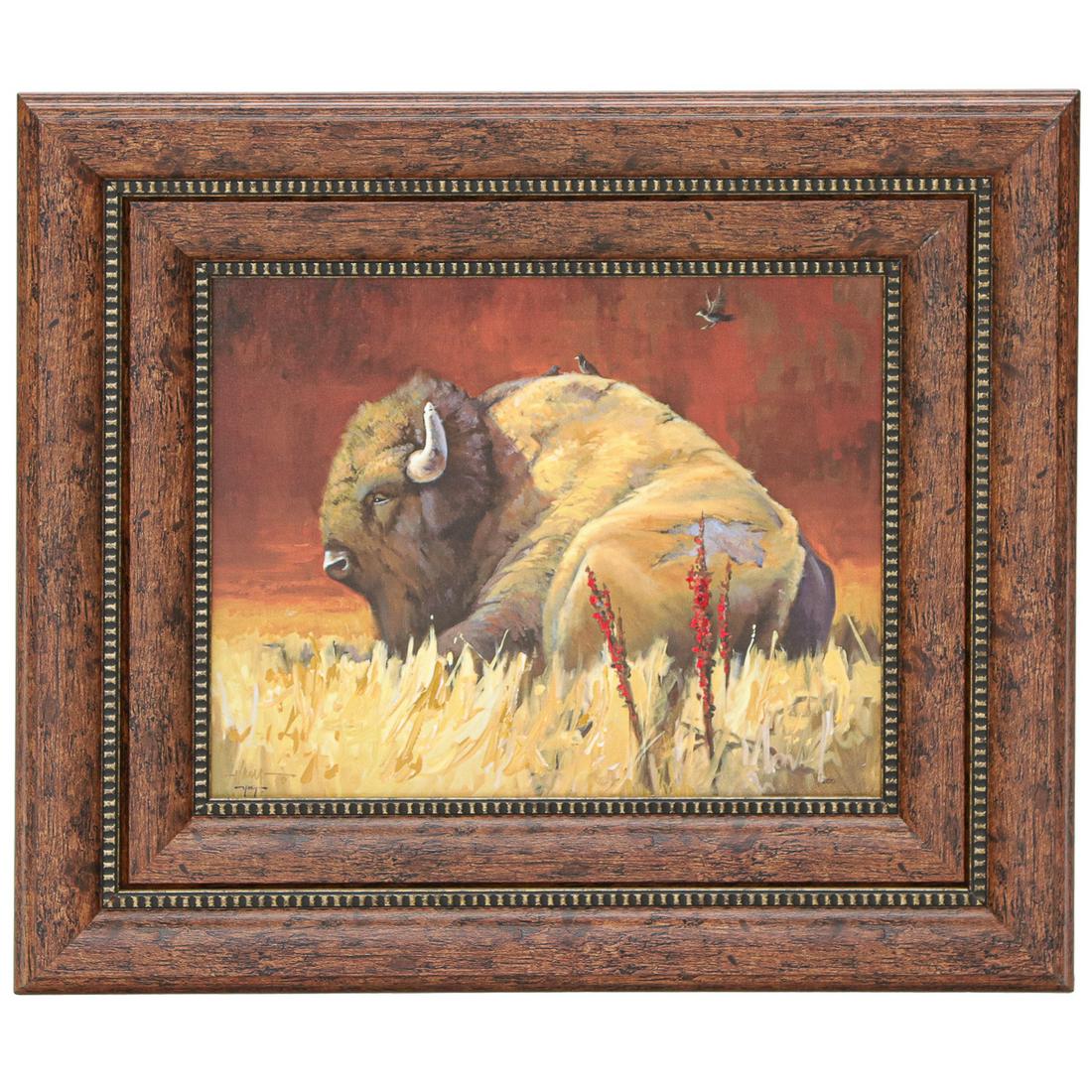 Buffalo Landscape Painting, Reproduction by Artist of Buffalo (1 of 4)