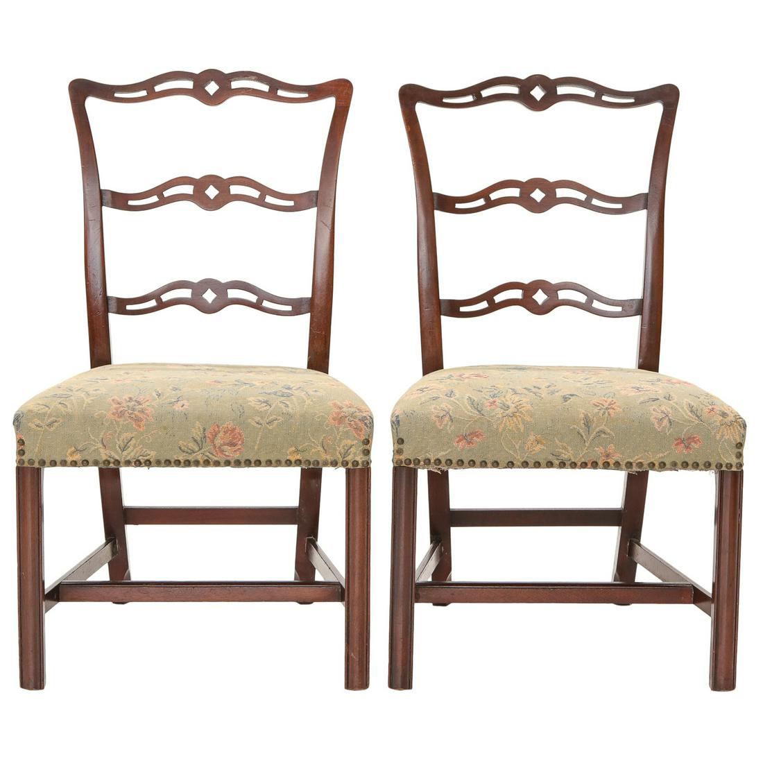 19th C. English Mahogany Side Chairs, Pair (1 of 5)