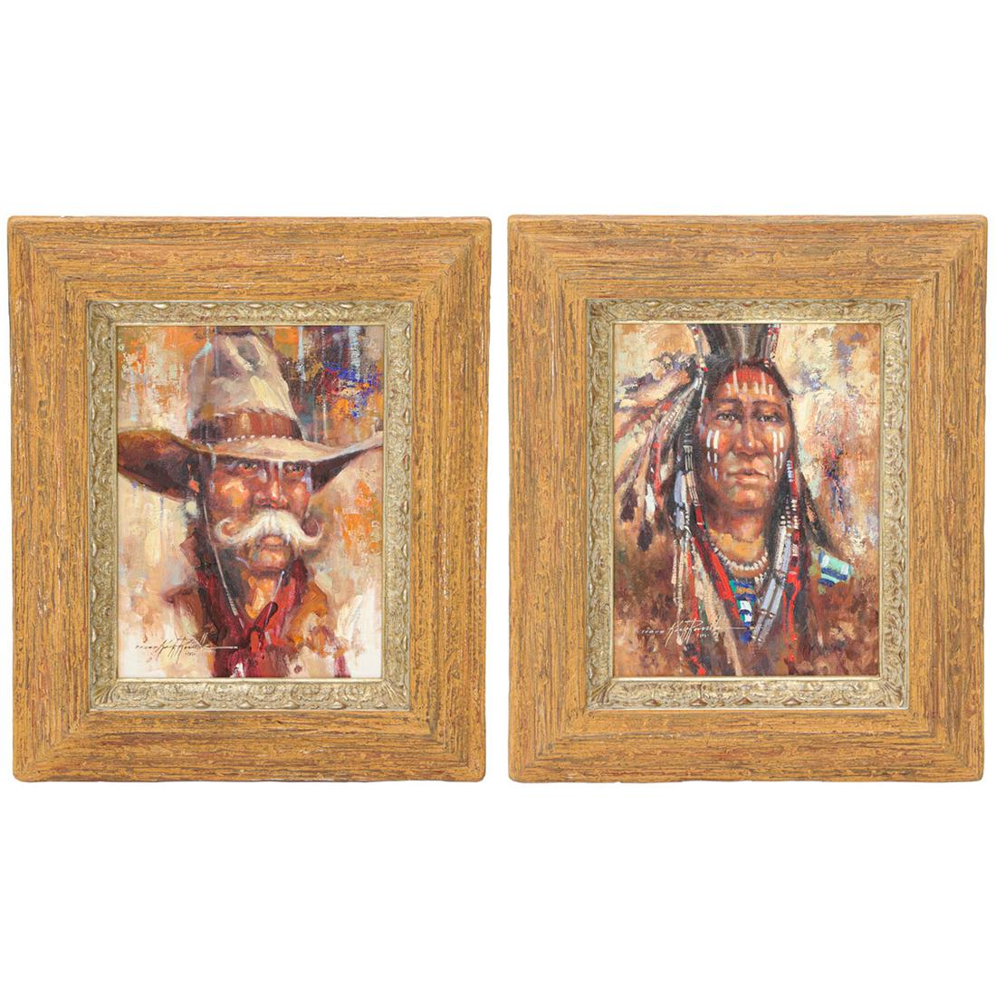 Kirk Randall's Paintings "Gus" and "Kicking Bear" (American, b.1952) (1 of 8)