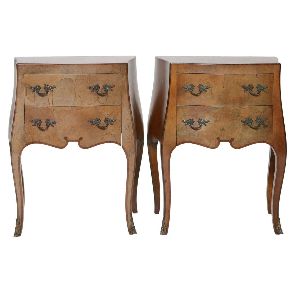 Vintage Burl Walnut Shaped Front Side Chests (1 of 5)