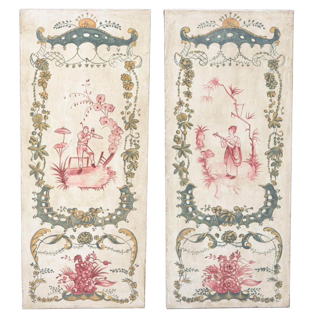 Vintage Oriental Figural and Landscape Paintings, Pair (1 of 8)