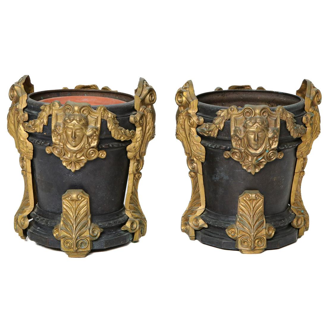 Late 19th C. Bronze Planters with Bronze Mounts (1 of 4)