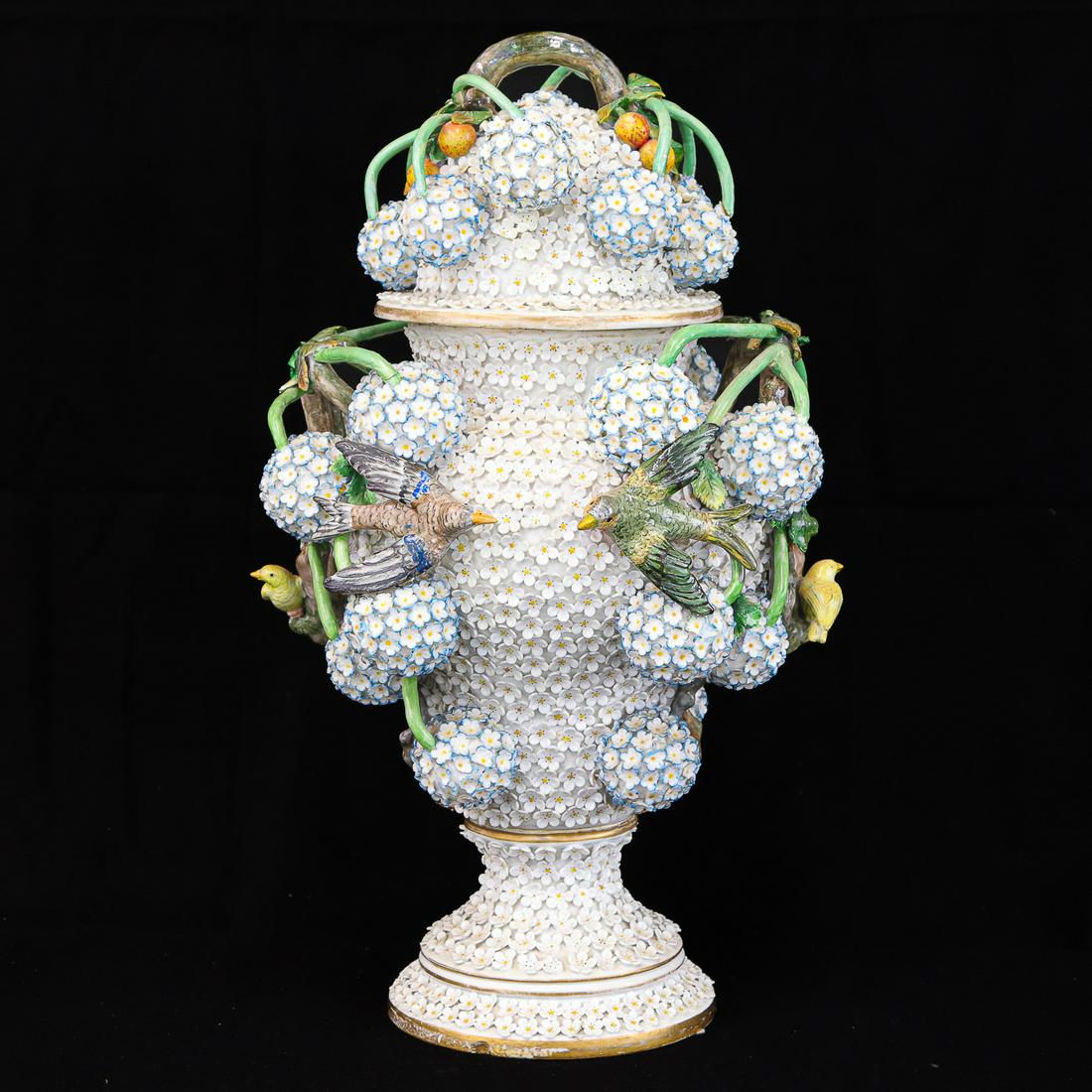Antique Meissen Porcelain Footed Snowball Urn (1 of 9)