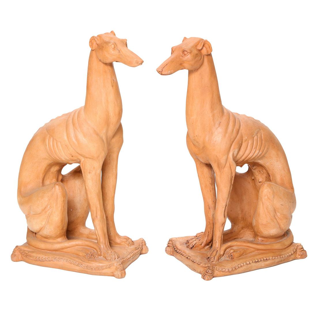 Mid 19th C. Terra Cotta Whippet Statuary (1 of 6)