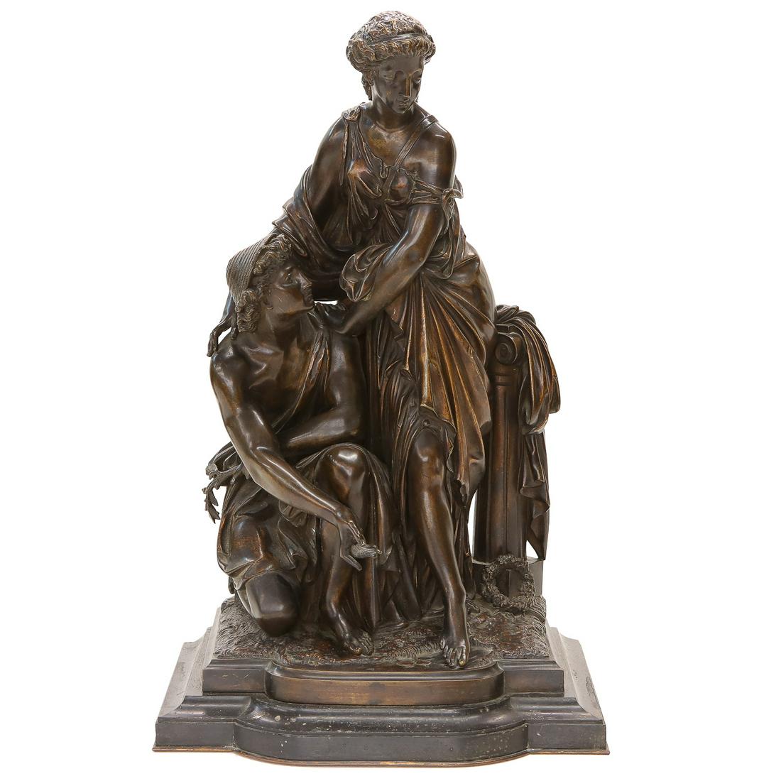19th C. Bronze Greek Figural Statue of Lady and Gent (1 of 5)
