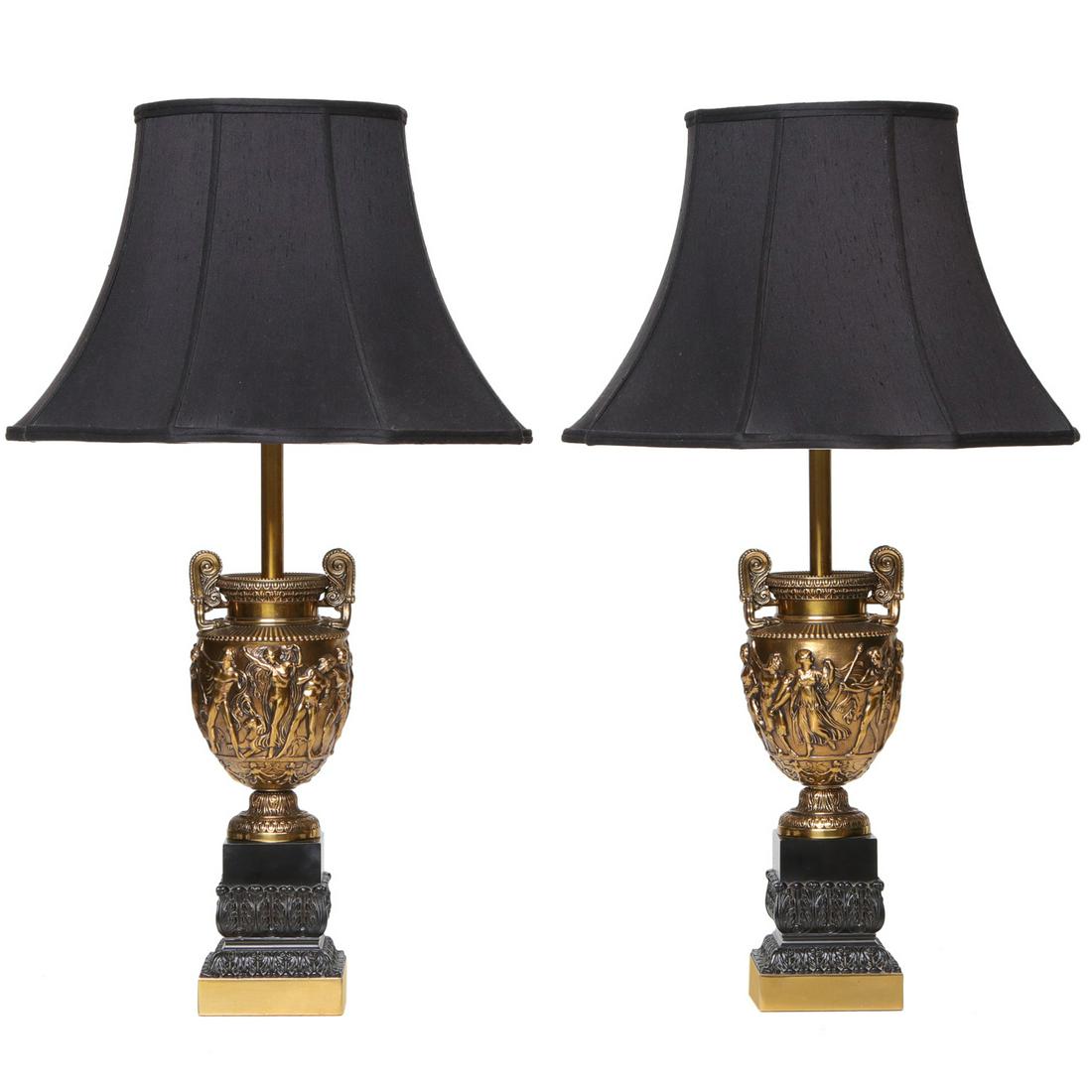 Vintage Stiffel Lamps, Pair, Having Brass Urn Bodies (1 of 6)