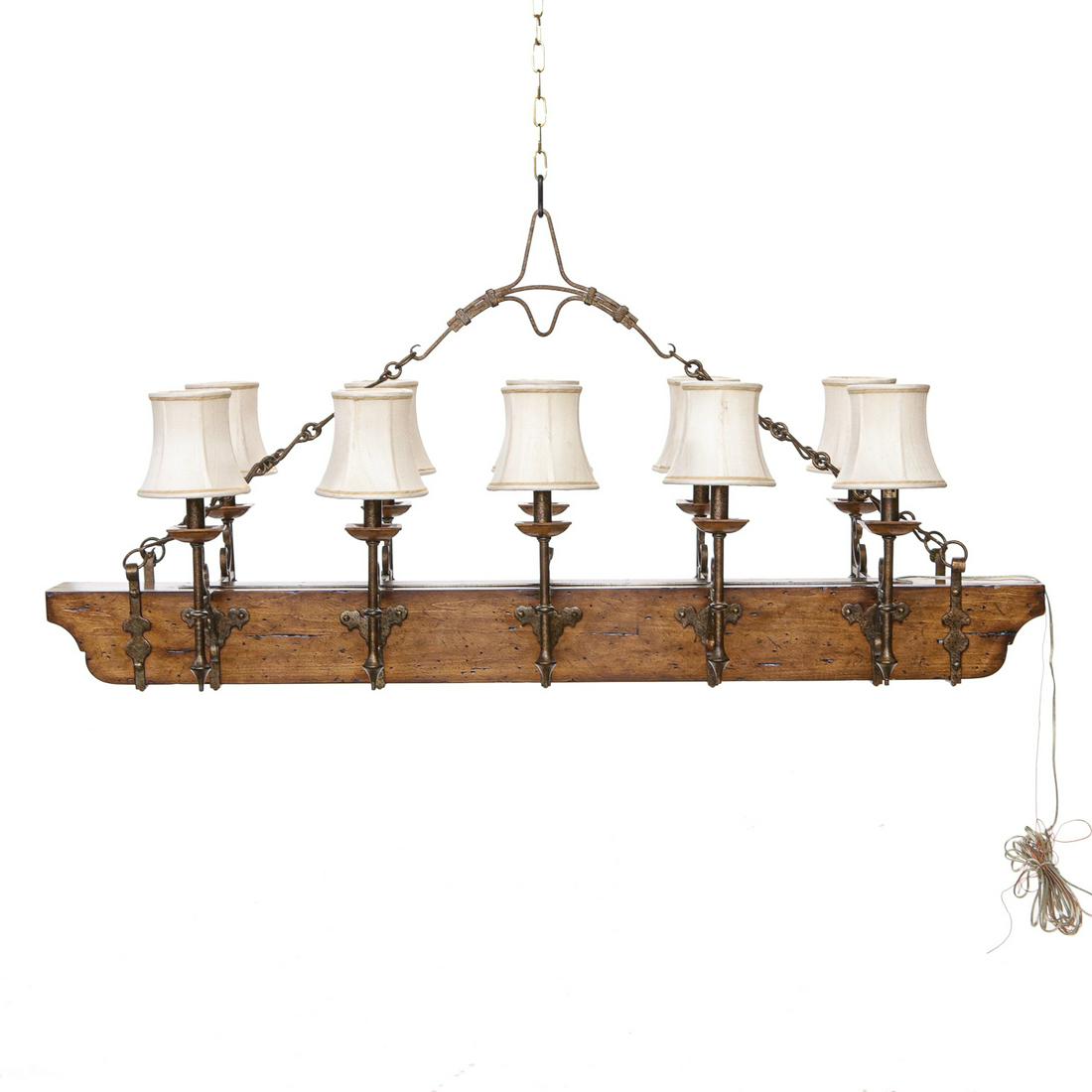 Theodore Alexander Walnut Rustic Beam Chandelier (1 of 3)