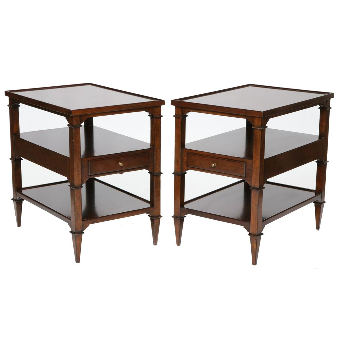 Mahogany Three-Tier End Tables with Small Gallery Tops (1 of 4)