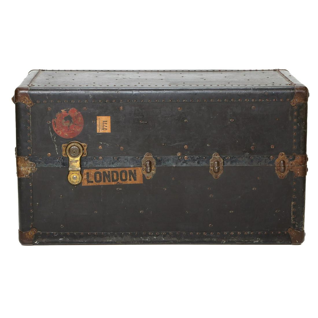 Vintage Black Lacquered Travel Trunk (1 of 6)