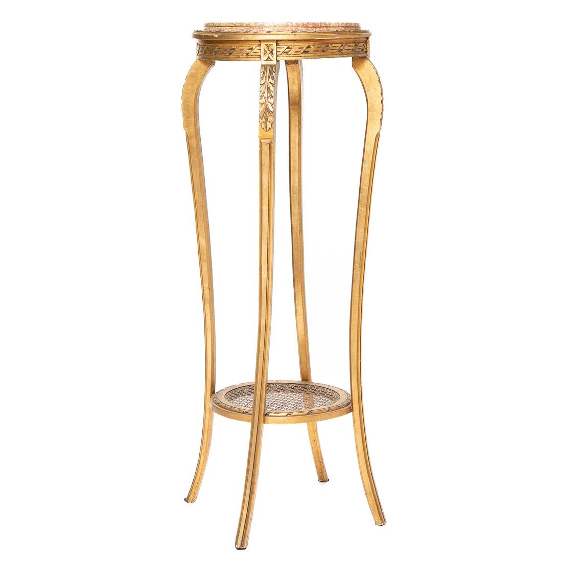 Vintage French Style Gilt Wood Pedestal with Inset Marble Top (1 of 6)