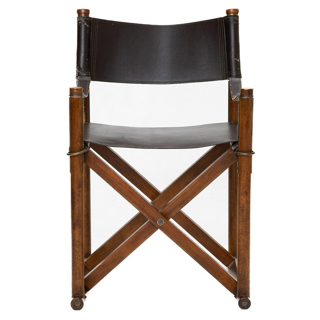 Vintage Walnut Folding Directors Chair, Having Leather Back, Seat and Arms (1 of 5)