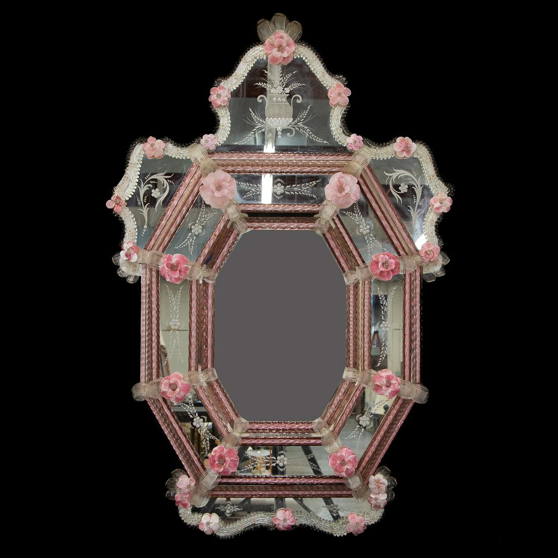 19th C. Elegant Venetian Mirror, Octagonal in Shape with Shaped Top and Bottom, C.1900 (1 of 5)