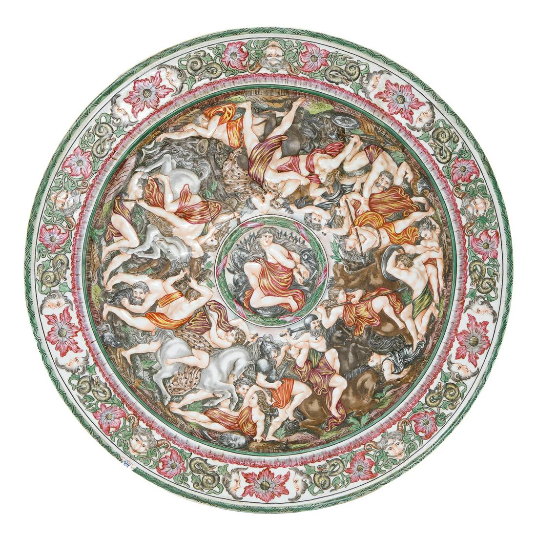 19th C. Capo Di Monte Convex Wall Plaque, C. 1870 (1 of 6)