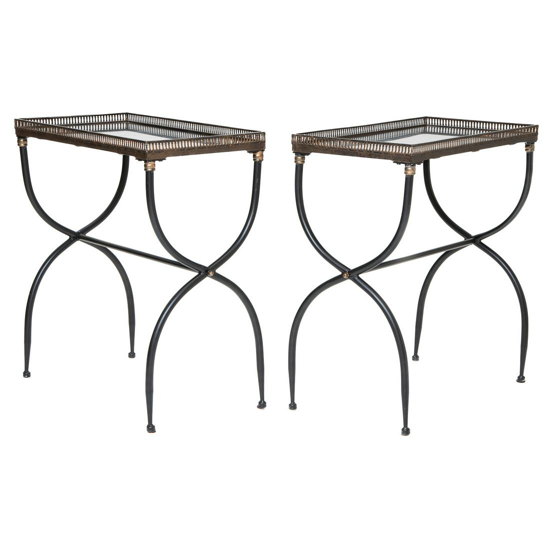 Brass and Metal Rectangular Side Tables, Pair (1 of 5)